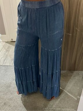 Angie Light Blue Pleated Palazzo Pants